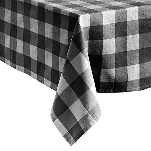 Elrene Home Fashions Farmhouse Living Buffalo Check Tablecloth, 60" x 120", Black/White