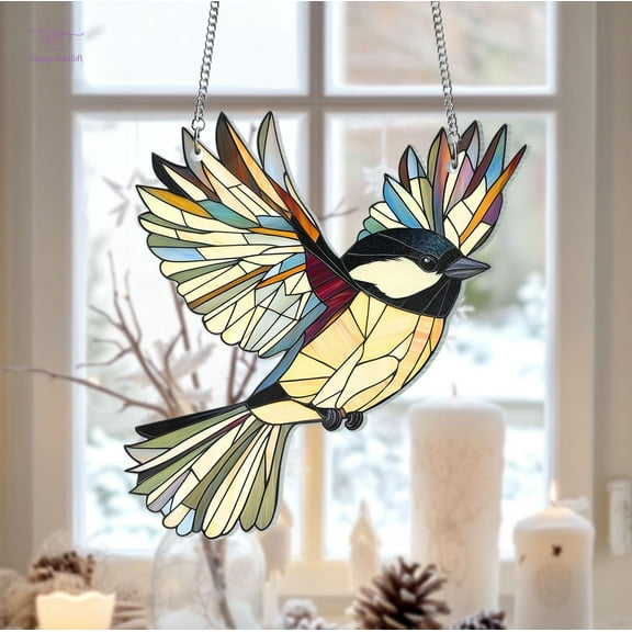 Chickadee Suncatcher Ornament, Bird Lovers Window Hangings Christmas Gifts, Chickadee Bird Feeder Suncatcher Wall Hanging Window Decor 1825181937 6051