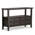 thumbnail image 1 of SIMPLIHOME Amherst Table Console d'Entrée de Style Transitionnel en Bois Massif de 48 Pouces de Large en Brun Hickory avec Rangement, 2 Tiroirs et 1 Tablette, pour le Salon, l'Entrée et la Chambre, 1 of 2