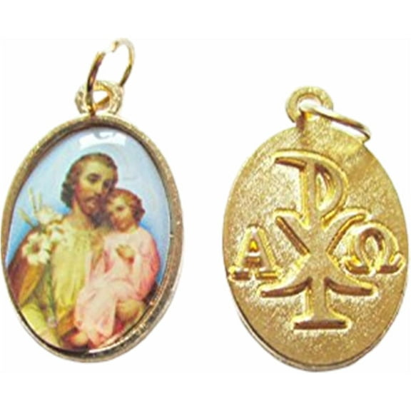 Saint Joseph Father of Jesus and Protector of Homes Blessed Laminated Holy Card and Gold Tone Medal