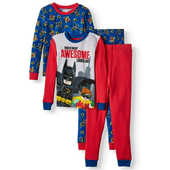 Lego Batman 4 PC Long Sleeve Tight Fit Cotton Pajama Set Boy Size 6