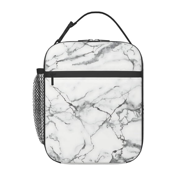 Black And White Marble Lunch Bag Portable Thermal Lunch Box for Men and Women