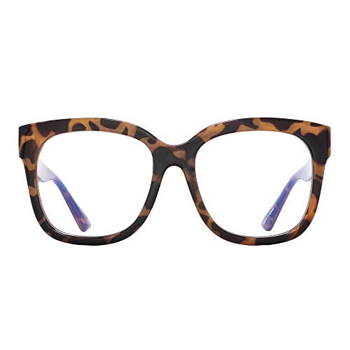 JIM HALO Blue Light Blocker Glasses for Women Oversized Square Computer Glasses Reduce Eye Strain Tortoise