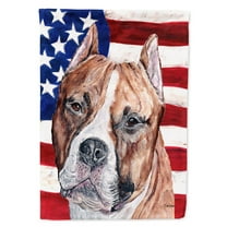 Carolines Treasures SC9632CHF Staffordshire Bull Terrier Staffie with American Flag USA Flag Canvas House Size  Large