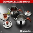thumbnail image 6 of Hakan Stainless Steel 2 L Mini Double Bondy Turkish Tea Pot Set with Self Strainer Double Lids, 67 Oz, 6 of 9