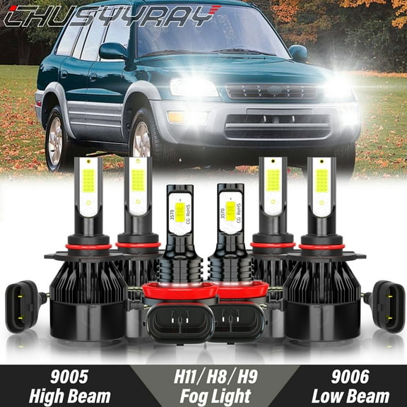 For Toyota RAV4 2006-2010 2011 2012 LED Headlight High Low Beam Fog Light Bulbs Kit 6000K White 6Pcs