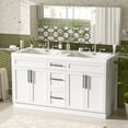 thumbnail image 6 of Harper & Bright Designs 59.3'' Large Bathroom Vanity with Double Sink, Free Standing Single Basin Vanity Set with Drawers and Door, Bathroom Sink Storage Cabinet, White, 6 of 20
