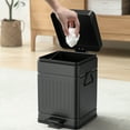 thumbnail image 2 of TINANA Small Trash Can with Lid: 5L, 1.3 Gallon Stainless Steel Dog Poop Trash Can, Rectangle Trash Can with Step Pedal, Retro Kitchen Garbage Can for Farmhouse, Craft Room, Office, Garage, Black, 2 of 7