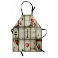 thumbnail image 1 of Vintage Apron Valentines Day Inspired Hearts in Captivity Retro Elements Dresses and Cat, Unisex Kitchen Bib Apron with Adjustable Neck for Cooking Baking Gardening, Tan Vermilion Pink, by Ambesonne, 1 of 3