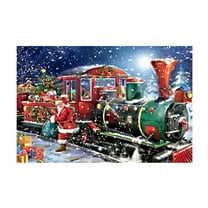 CASAFUN 5D DIY Christmas Polar Express Diamond Art Painting for Adults 40 x 30cm, Round Crystal Embroidery Rhinestone Canvas by Numbers for Arts and Crafts & Wall Decor