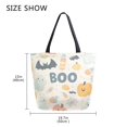 thumbnail image 5 of FORMRS Womens Canvas Tote Bag with Zipper Inner Pocket Shoulder Handbag, Halloween Cute Pumpkins, 5 of 7