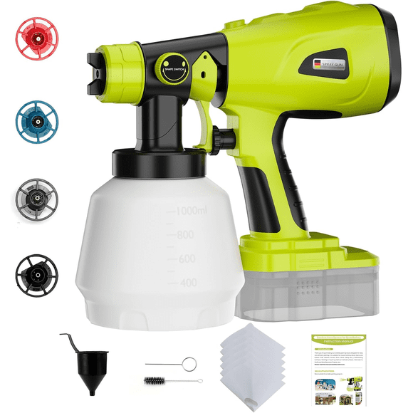 Cordless Paint Sprayer for Ryobi 18v Battery, Spray Gun, 200W Paint Sprayer for Home Interior and Exterior, House Painting(Battery Not Included)