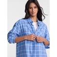 thumbnail image 4 of No Boundaries Plaid Flannel Shirt with Long Sleeves, Women's XXS-XXL, 4 of 5