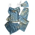 thumbnail image 1 of B91xZ Silk Pajamas Set for Women Button Down Pajama Shorts Set Soft Summer Solid Pjs Sets,Green M, 1 of 3