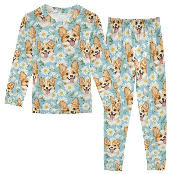 joogoo Cute Daisy Dogs 2 Piece Long Sleeve Tee and Pants Cotton Pajama Set 5Y