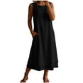 thumbnail image 3 of Otvok Women's Casual Pocket Dresses Sleeveless Tank Midi Dress Round Neck Loose Fit Summer Vacation Outfit, 3 of 7