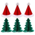 thumbnail image 1 of 6pcs Decoración de Navidad Papel de abeja Papel Navidad Sombreros Adornos de árbol de Navidad, 1 of 5