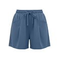 thumbnail image 7 of Women's Bermuda Shorts Summer Drawstring Shorts Women Casual High Waisted Shorts with Pockets Blue XL, 7 of 7
