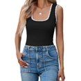thumbnail image 3 of Women'S Square Neck Tank Tops Summer Sleeveless Shirts Casual Slim Fitted Color Block Ribbed Tanks, 3 of 9