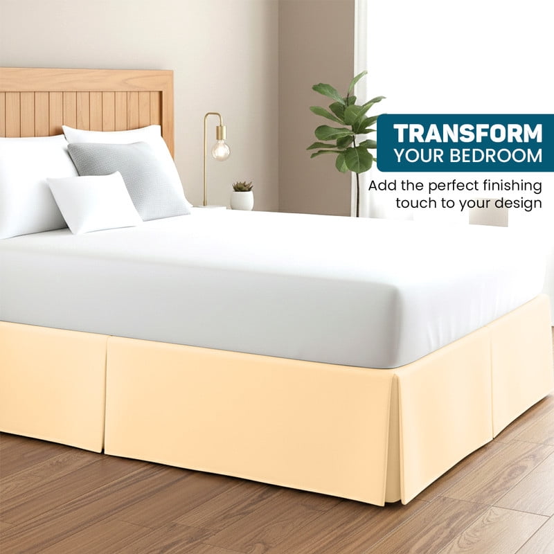 King Tailored Style Bed Skirt, 16" Drop Length, Soft 100% Microfiber, Quadruple Pleated Tailored Design, Hotel Quality, Beige Solid