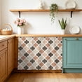 thumbnail image 2 of Ombre Brown Geometric Plaid Retro Abstract Morocco Gingham Sink Skirt 11"W x 13"L,Dustproof Under Sink Curtain Skirt for Bathroom Kitchen,Adhesive Short Curtain Vanity Cover for Laundry Closet, 2 of 8