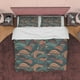 thumbnail image 1 of Juego de cama geométrico retro, funda nórdica de algodón ondulado verde, nostalgia de los 70, 1 of 6