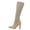 Beige, variant on Womens Knee High Sock Boots Knit Stretch Chunky Heeled Pointed Toe Pull on Booties for Fall Winter Date Night Beige Size 8.5
