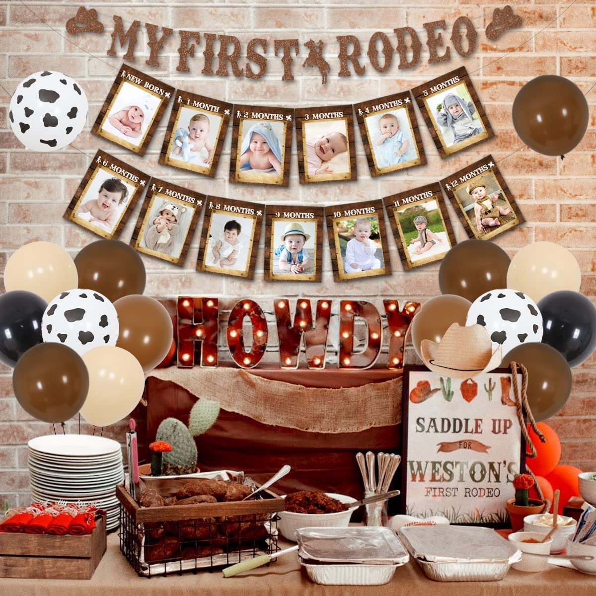 Cowboy 'Happy Birthday' Banner - Blaue Western-Dekoration Für Die Erste Rodeo-Geburtstagsparty