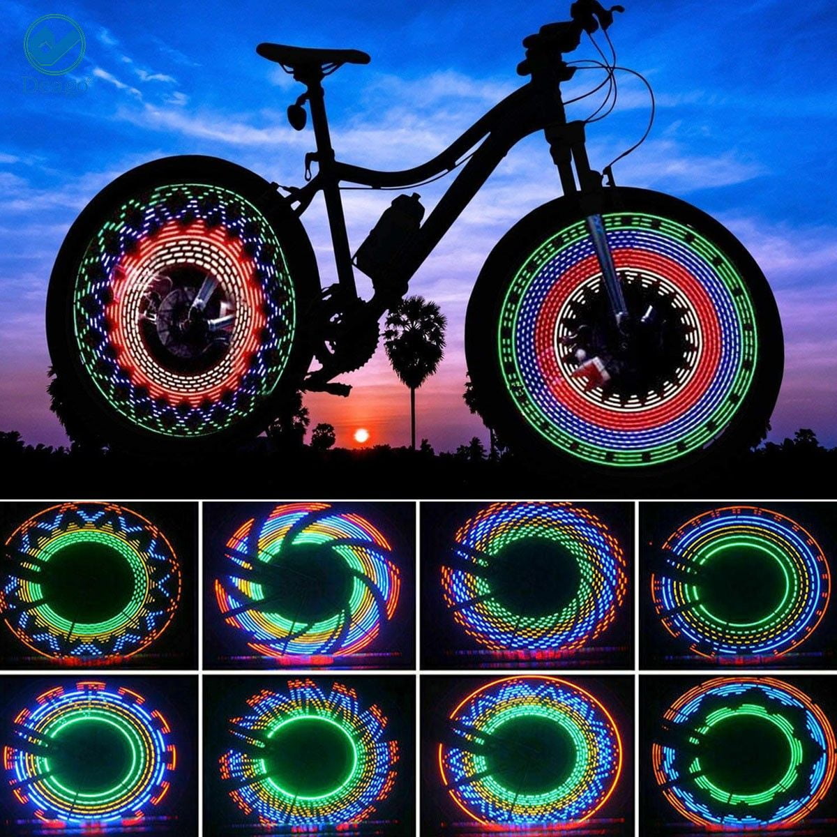 32 Pattern LED Flash Bicycle Wheel Tire Spoke Signal Light Lamp For Bike Safety 