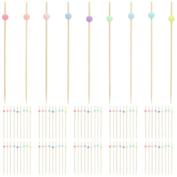 Mizh 100pcs Bamboo Fruit Picks Cocktail Picks Bamboo Snack Food Dessert Toothpicks Appetizers Picks