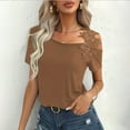 thumbnail image 2 of Maean Women's Summer T Shirts Short Sleeve Cold Shoulder Fashion Tops Causal Tunic Blouse S-XXL, 2 of 7