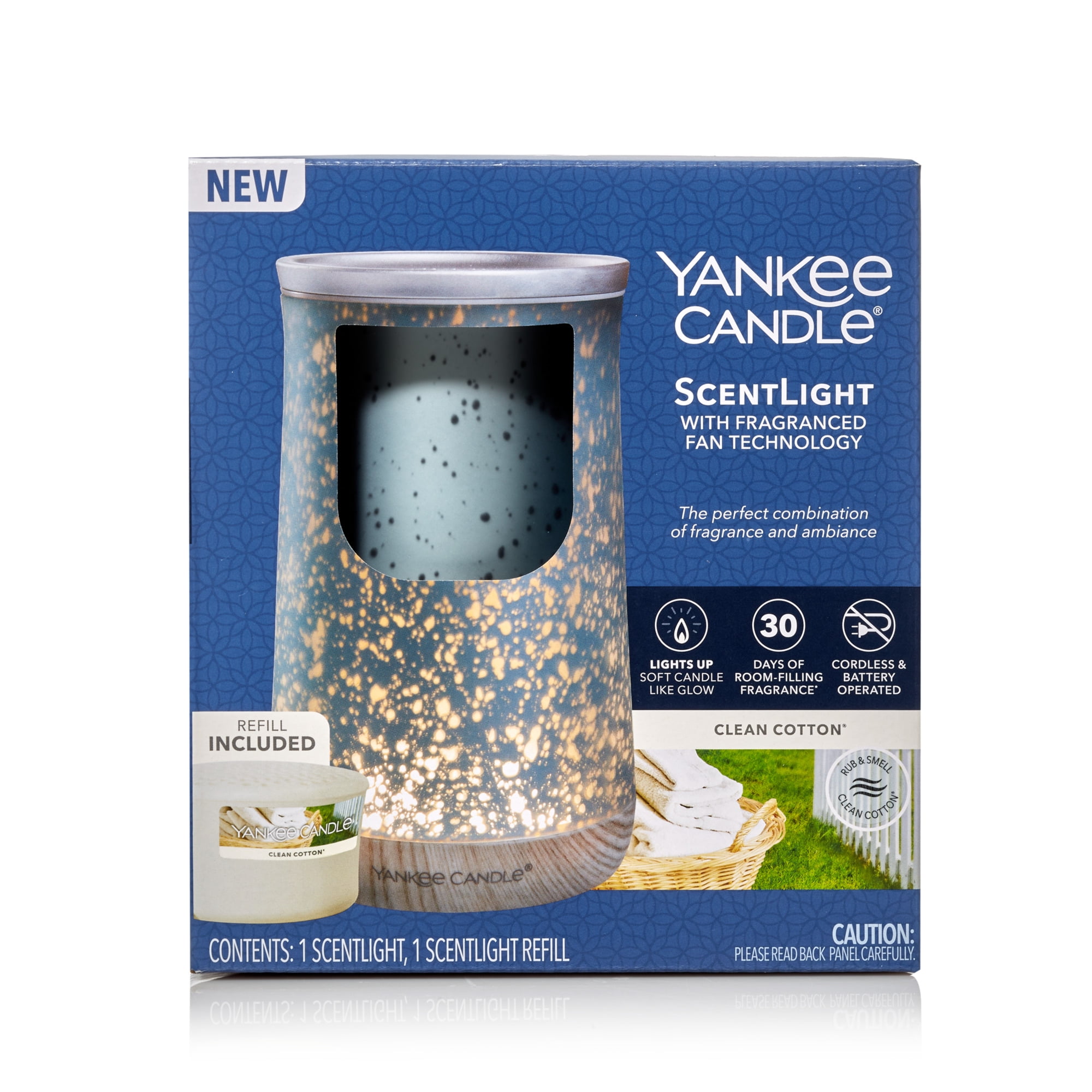 Yankee Candle Scent Light Diffuser Kit, Blue with Clean Cotton