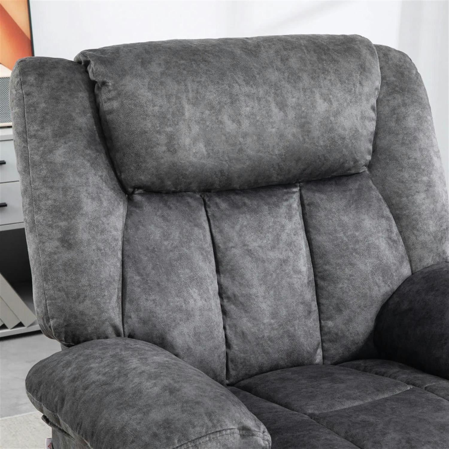 Demi Bonn 39" High-Back Swivel Recliner with Cushion, Comfortable Footrest, Fabric Rocking Chair for Living Room, Gray
