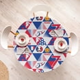 thumbnail image 3 of Ambesonne Sports Emoji Fitted Round Tablecloth, France Triangles Faces, 45"- 56" Diameter, Cobalt Blue and Dark Coral, 3 of 4