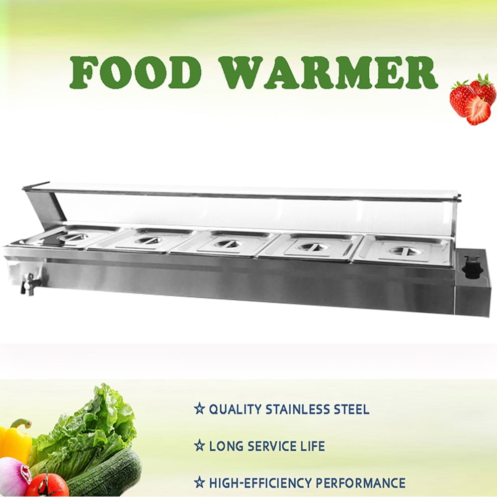 Avantco BMFW5 57 Electric Bain Marie Buffet Countertop Food Warmer with 5  Half Size Wells - 1750W, 120V