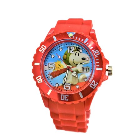 Peanuts Snoopy & Woodstock Silicone Modern Quartz Analog Wrist Watch...
