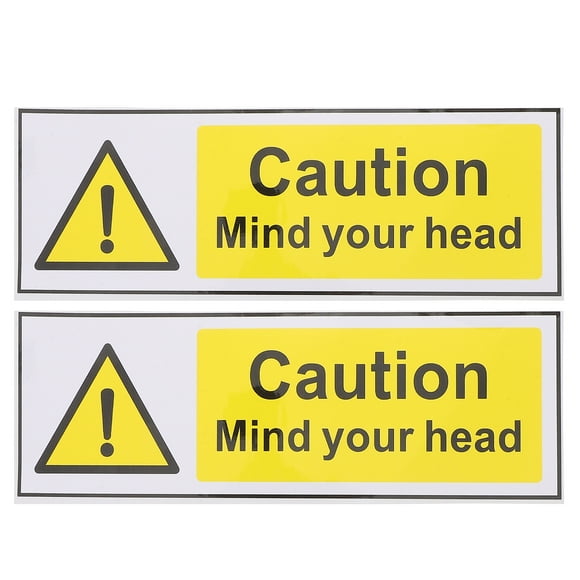 2 Sheets Caution Sign Mind Your Head Stickers Self-Adhesive Safety Warning Stickers for Machinery Industrial Equipment Factories and Warehouses