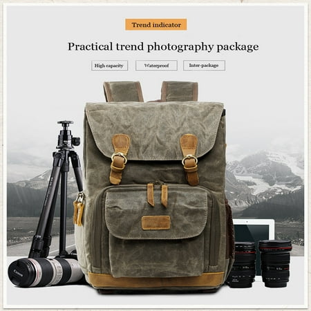 Tuscom Camera Bag Backpack Vintage Canvas Waterproof Camera Case for DSLR Mirrorless SLR Cameras Lens Tripod Accessories Photography Men (Best Camera Bags For Women)