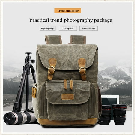 Tuscom Camera Bag Backpack Vintage Canvas Waterproof Camera Case for DSLR Mirrorless SLR Cameras Lens Tripod Accessories Photography Men