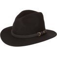 thumbnail image 1 of Sakkas Grant Western Style Wide Brim Wool Fedora - Black - XL, 1 of 2
