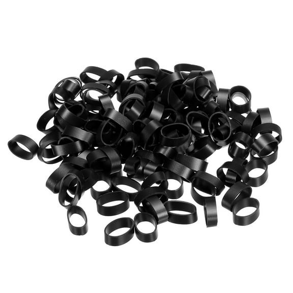 Uxcell 100pcs Silicone Rubber Bands Rings Non-slip Flat Black for Books Boxes Bag Wraps Black 5/8"