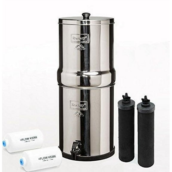 Big Berkey Water Filtration System Bundle with 2 Black Filters, 2 Fluoride Filters