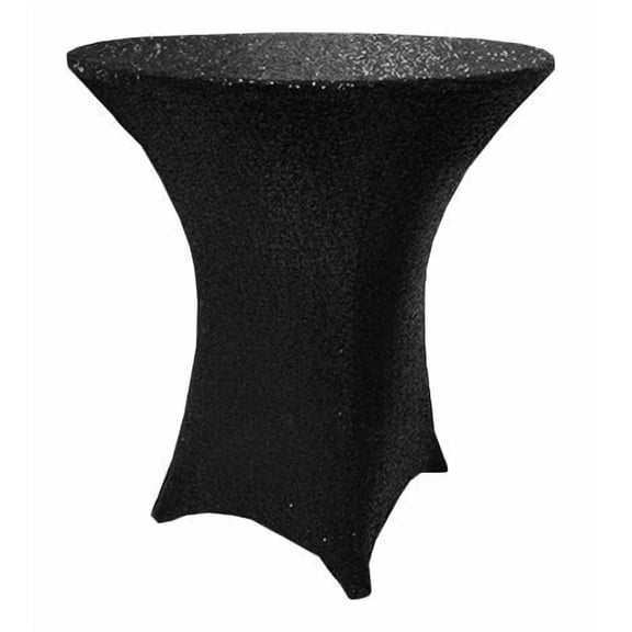 Wedding Linens Inc. 30" x 42" Cocktail Highboy Sequin Spandex Stretch Elastic Lycra Table Cover Tablecloth for Party Wedding Events Décor use - Black