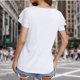 thumbnail image 4 of Camiseta Camiseta holgada con cuello en V de doble capa de color sólido de verano para mujer Ygjytge para Mujer Blanco T 3EG, 4 of 6