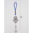 thumbnail image 6 of LUCKBOOSTIUM Silver Ornate Hamsa Hand, Blue Evil Eye Hanging Gemstone Ornament, 6 of 7