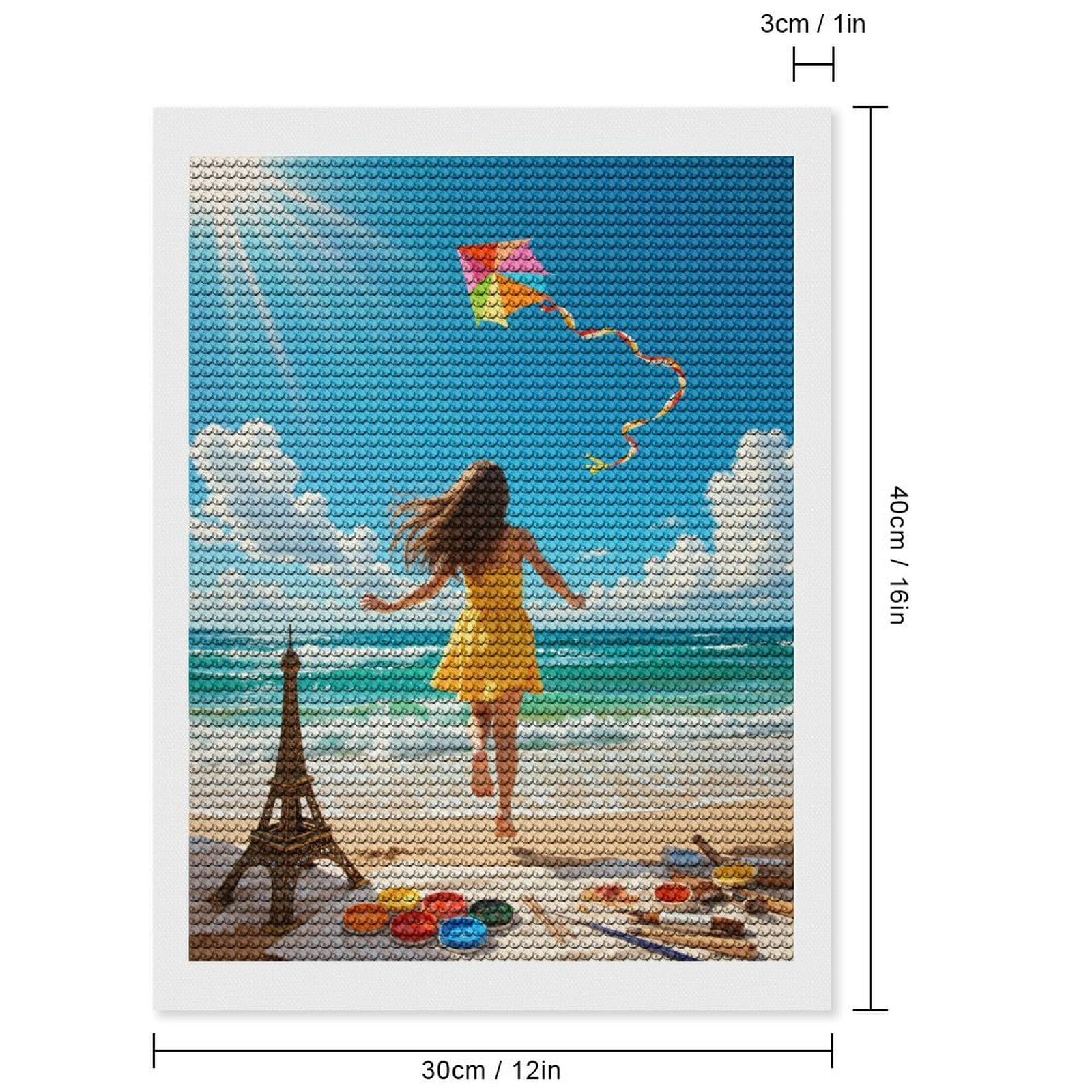 Diamond Art Kits for Adults, Summer Beach Kite Colors Adventure 5D Diamond Painting Kits for Adults Beginners, DIY Full Drill Diamond Painting, Gem Art and Crafts 12x16