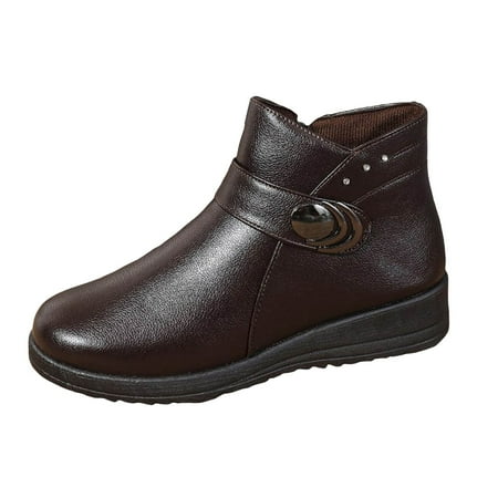 

DVKOVI Festival Shoes Women Cowgirl Booties for Women Women s Warm Comfortable and Fashionable Round Toe Ankle Boots Soft Insole Warm Breathable Lining for Ladies Fall Winter Brown 39