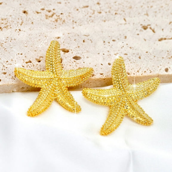 Monebena  Gold Stud Earrings for Women Conch Starfish Seashell Earrings Boho Ocean Scallop Shell Earrings Statement Gold Earrings Summer Beach Jewelry Gifts
