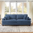 thumbnail image 3 of Dycanpo 3 Seater Corduroy Sectional Sofa with Pillow, 88" Upholstered Blue Couch,, Loveseat Sofa for Living Room, Blue, 3 of 11