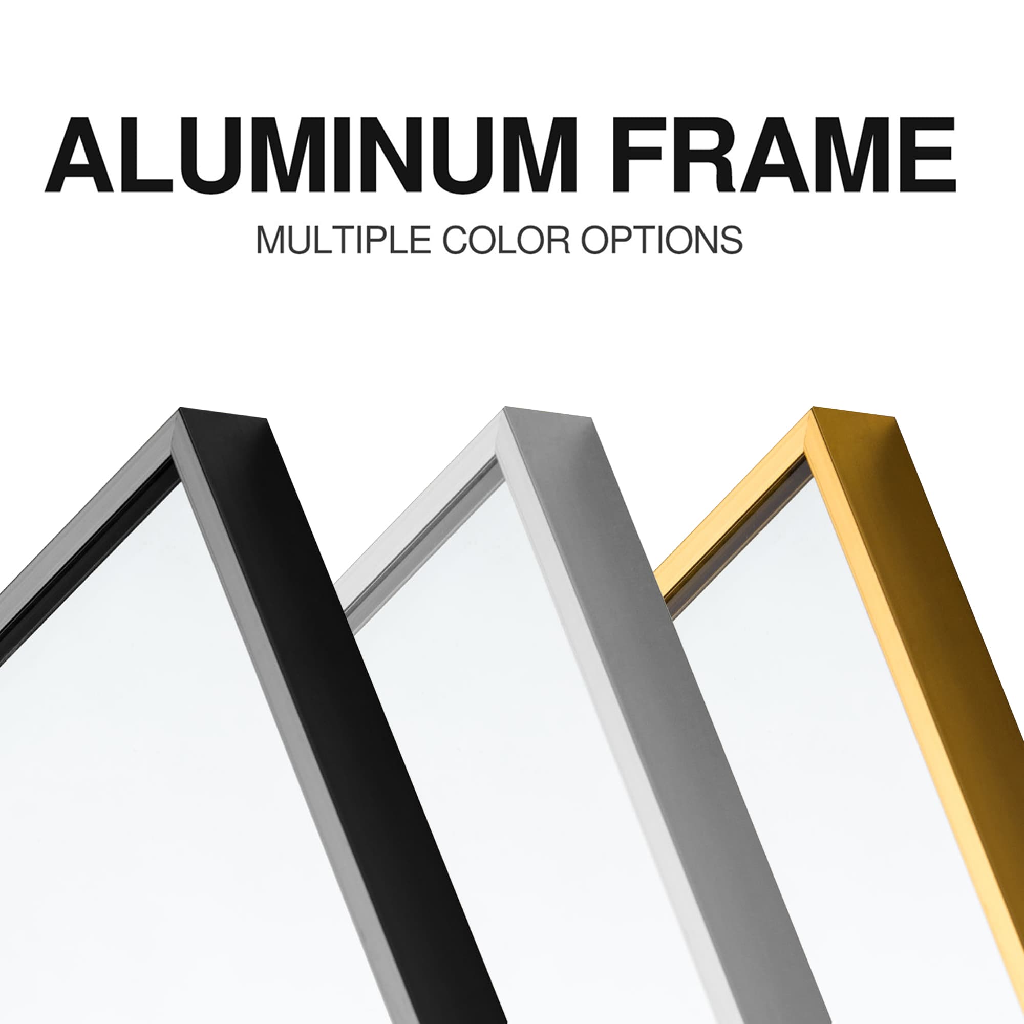 MAYEERTY 36"×24" Black Aluminum Slim-Frame Rectangular Wall Mirror Ultra-Thin, Space-Saving for Bathroom